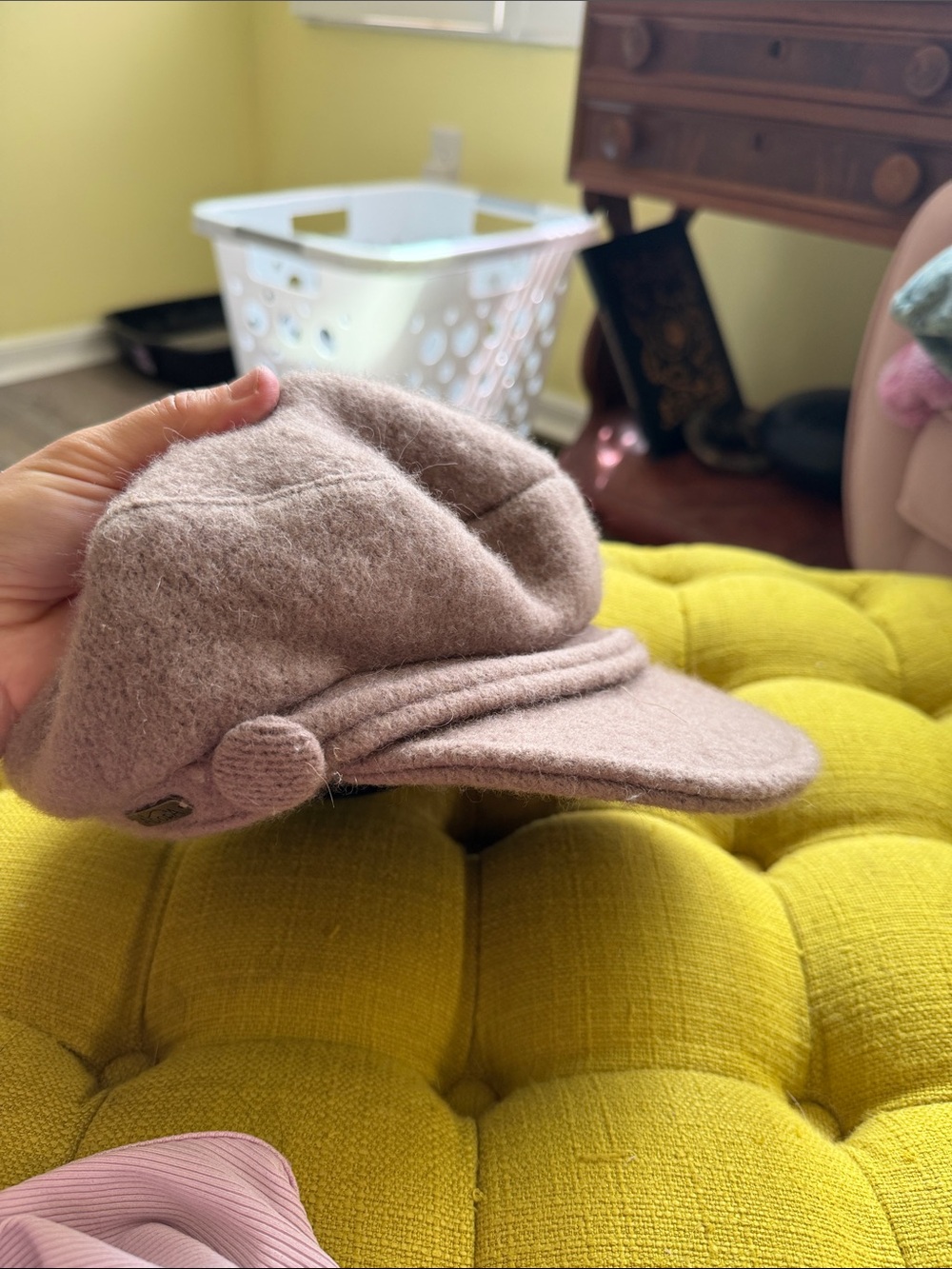 ADORA Pink Wool Newsboy Cap